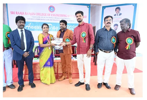 Mrs. V. Gowsalya receiving the Best Meritorious Award